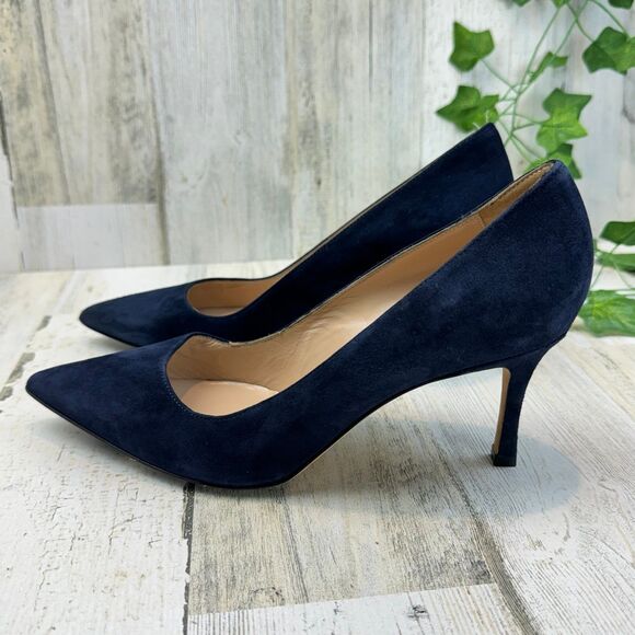 MANOLO BLAHNIK BB 70 navy suede pump made in Italy size 37 - Picture 3 of 8